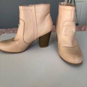 Blush Pink Nude zip up ankle booties